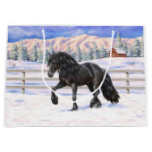 Black Friesian Draft Horse in Snow Groot Cadeauzakje (Voorkant)