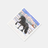 Black Friesian Draft Horse in Snow Servet (Hoek)