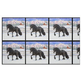 Black Friesian Draft Horse in Snow Stof (Fat Quarter)