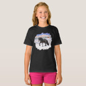 Black Friesian Draft Horse in Snow T-shirt (Voorkant volledig)