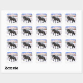 Black Friesian Draft Horse in Snow Vierkante Sticker (Vel)