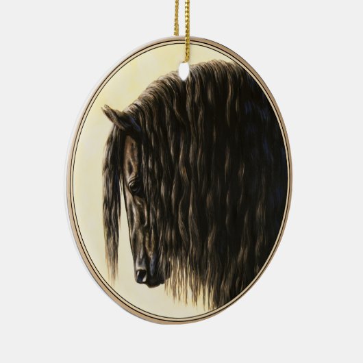 Black Friesian Draft Horse Keramisch Ornament (Rechts)