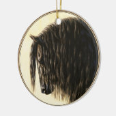 Black Friesian Draft Horse Keramisch Ornament (Links)