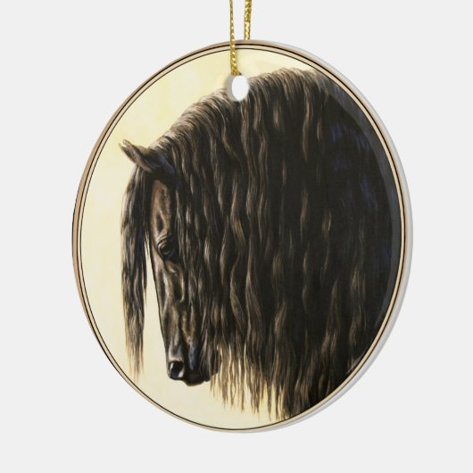 Black Friesian Draft Horse Keramisch Ornament (Links)