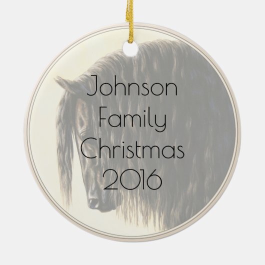 Black Friesian Draft Horse Keramisch Ornament (Achterkant)