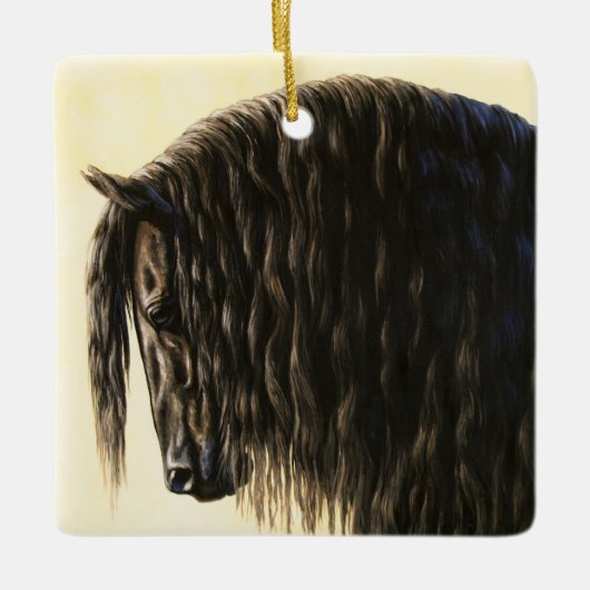 Black Friesian Draft Horse Keramisch Ornament (Voorkant)