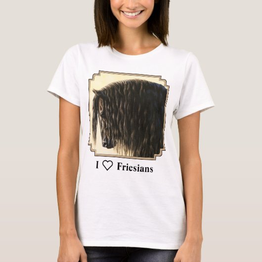 Black Friesian Draft Horse T-shirt (Voorkant)