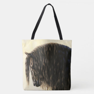 Black Friesian Draft Horse Tote Bag
