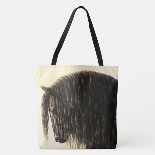 Black Friesian Draft Horse Tote Bag (Voorkant)