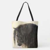 Black Friesian Draft Horse Tote Bag (Achterkant)
