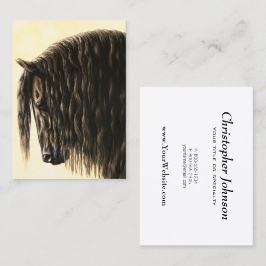 Black Friesian Draft Horse Visitekaartje (Voorkant / Achterkant)