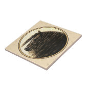 Black Friesian Horse beige Tegeltje (Zijkant)