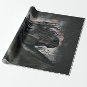 Black Friesian Horse Cadeaupapier (Uitgerold)