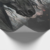 Black Friesian Horse Cadeaupapier (Hoek)