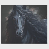 Black Friesian Horse Cadeaupapier (Vlak)