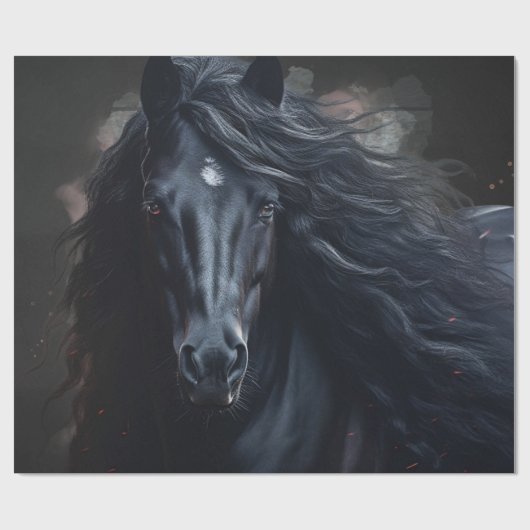 Black Friesian Horse Cadeaupapier (Vlak)