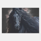 Black Friesian Horse Inpakpapier Vel (Voorkant)