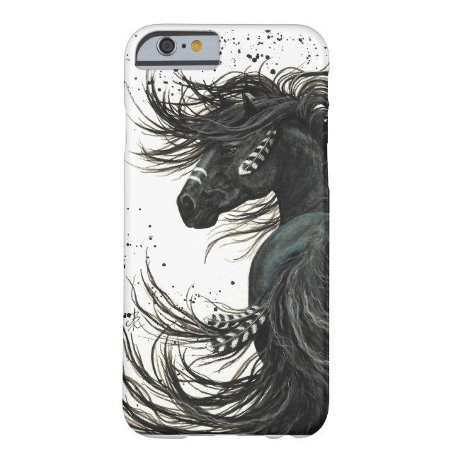 Black Friesian Horse iPhone 6 Hoesje (Achterkant)