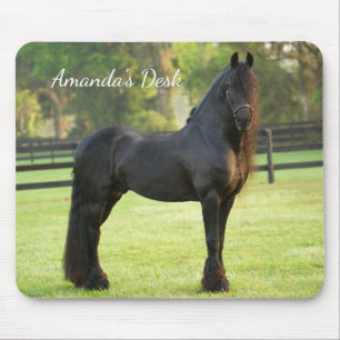 Black Friesian Horse Photo Desk Muismat