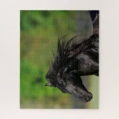 Black Friesian Horse Stallion Headshot Legpuzzel (Verticaal)