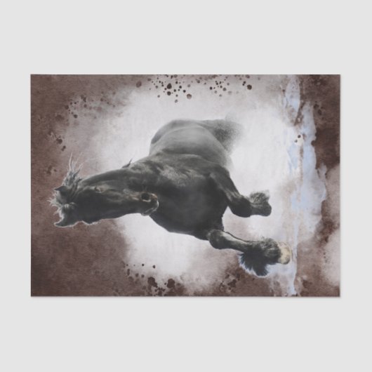 Black Friesian Horse Tissuepapier (Voorkant)