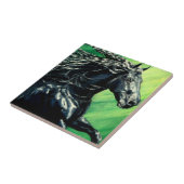 Black Friesian Stallion Horse Tegeltje (Zijkant)