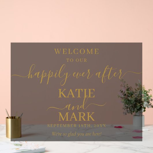 Black Frosted nog lang en gelukkig na Gold Welcome Acryl Bord (Huwelijk)