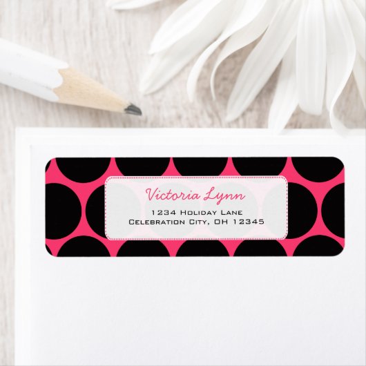 Black & Fuchsi Whimsical Stippen Return Address La Etiket (Insitu)