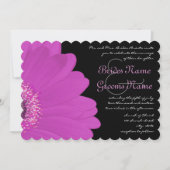 Black & Fuchsia Gerber Daisy Wedding Invitation Kaart (Voorkant)