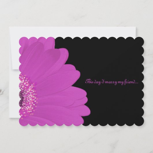 Black & Fuchsia Gerber Daisy Wedding Invitation Kaart (Achterkant)