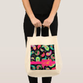 Black Fuchsia Pink Modern Paisley Monogram Tote Bag (Voorkant (product))