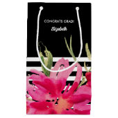 Black | Fuchsia Waterverf Bloemen Afstuderen Klein Cadeauzakje (Voorkant)