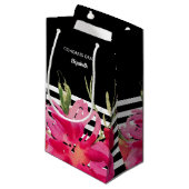 Black | Fuchsia Waterverf Bloemen Afstuderen Klein Cadeauzakje (Voorkant Gekanteld)