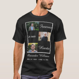 Black Funeral Custom 3 Photo Collage Memorial T-shirt