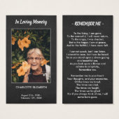 Black Funeral Memorial Foto Sympathie Prayer Kaart (Voorkant /achterkant)