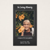 Black Funeral Memorial Foto Sympathie Prayer Kaart (Voorkant)