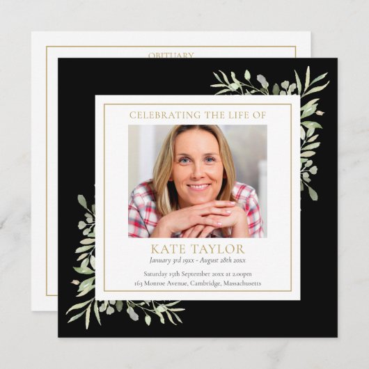 Black Funeral Memorial Order of Service-programma (Voorkant / Achterkant)