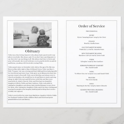 Black  Funeral Program Sjabloon (Achterkant)