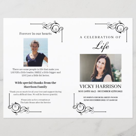 Black Funeral Program Sjabloon (Voorkant)