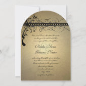 Black Funky Elegant Swirl Wedding Photo Uitnodigin Kaart (Achterkant)
