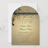 Black Funky Elegant Swirl Wedding Photo Uitnodigin Kaart (Achterkant)