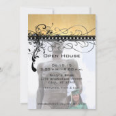 Black Funky Elegant Swirls Afstuderen Invite Kaart (Achterkant)