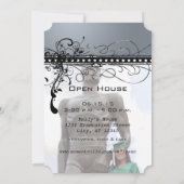 Black Funky Elegant Swirls Afstuderen Invite Kaart (Achterkant)