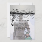 Black Funky Elegant Swirls Afstuderen Invite Kaart (Achterkant)