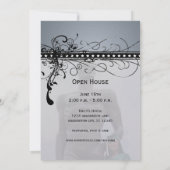 Black Funky Elegant Swirls Afstuderen Invite Kaart (Achterkant)
