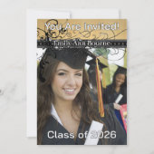 Black Funky Elegant Swirls-Change to Current Year Kaart (Voorkant)