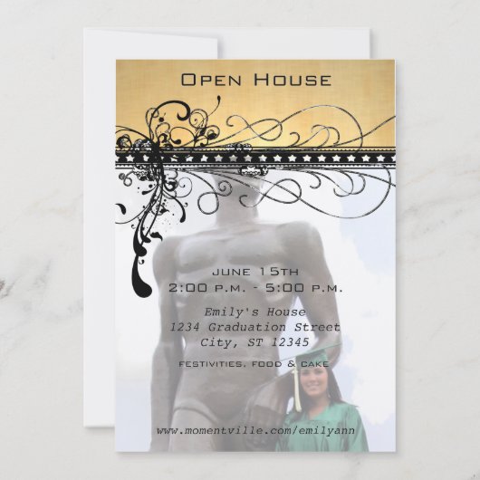 Black Funky Elegant Swirls-Change to Current Year Kaart (Achterkant)