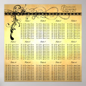 Black Funky Elegant Swirls Seine Chart Tables Poster (Voorkant)