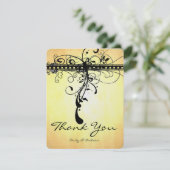 Black Funky Elegant Swirls Weddenschap Bedankt (Staand voorkant)