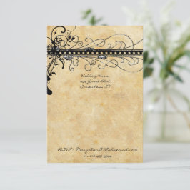 Black Funky Elegant Swirls Wedding Invitation Kaart